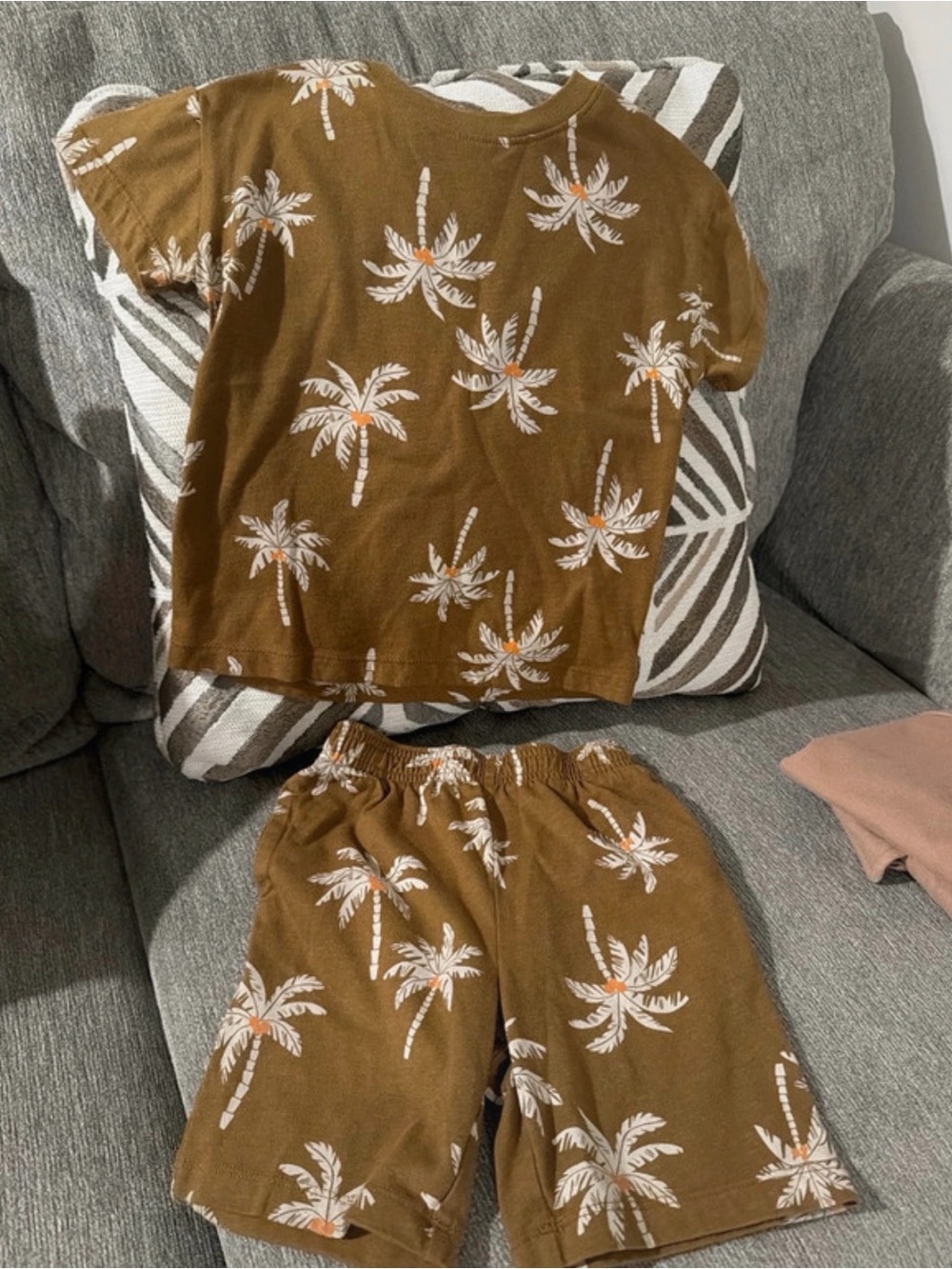 wonder nation Brown Palm Tree Kids Pajama Set - Short Sleeve Top & Shorts